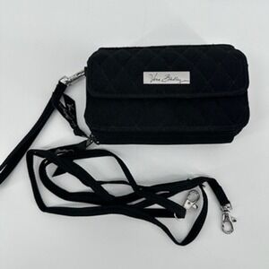 Vera Bradley Black Quilted Wallet Crossbody‎ Wristlet Phone Purse